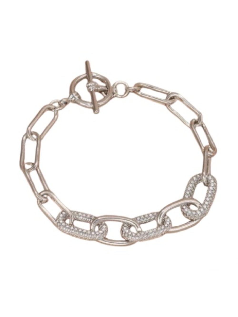 Silver Pave Link Chain Bracelet - Women Jewelry - Picture 2 of 2